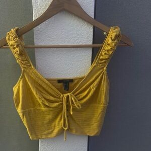 Forever 21 Yellow Ruched Crop Top
